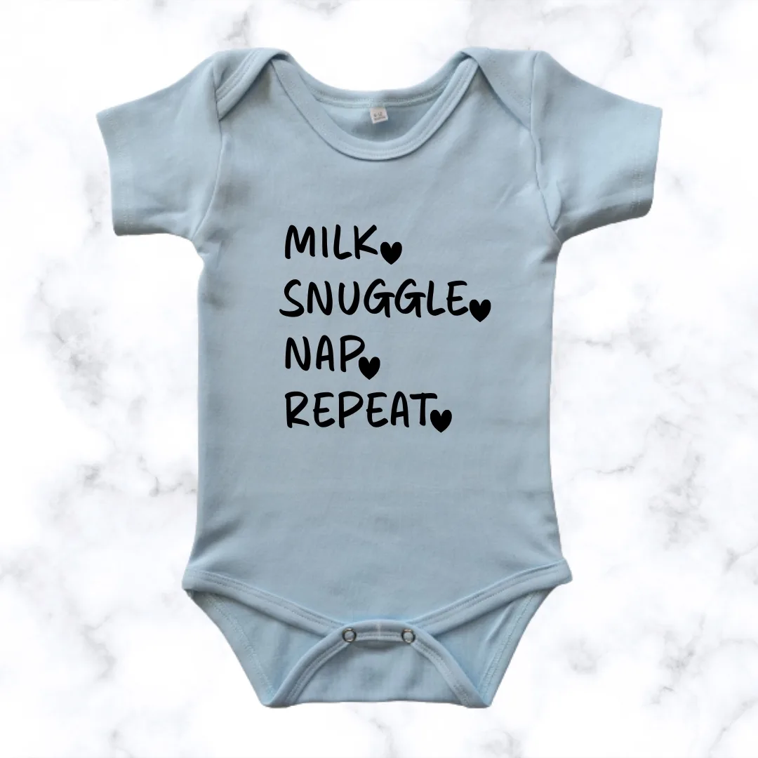 Tiny Routine Baby Onesie - baby blue short sleeve
