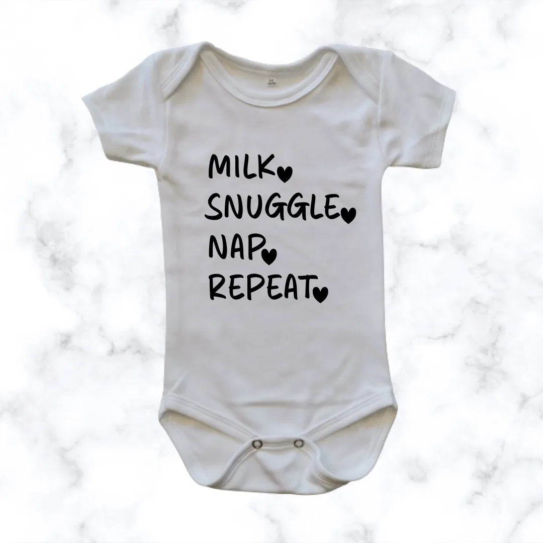 Tiny Routine Baby Onesie - white short sleeve