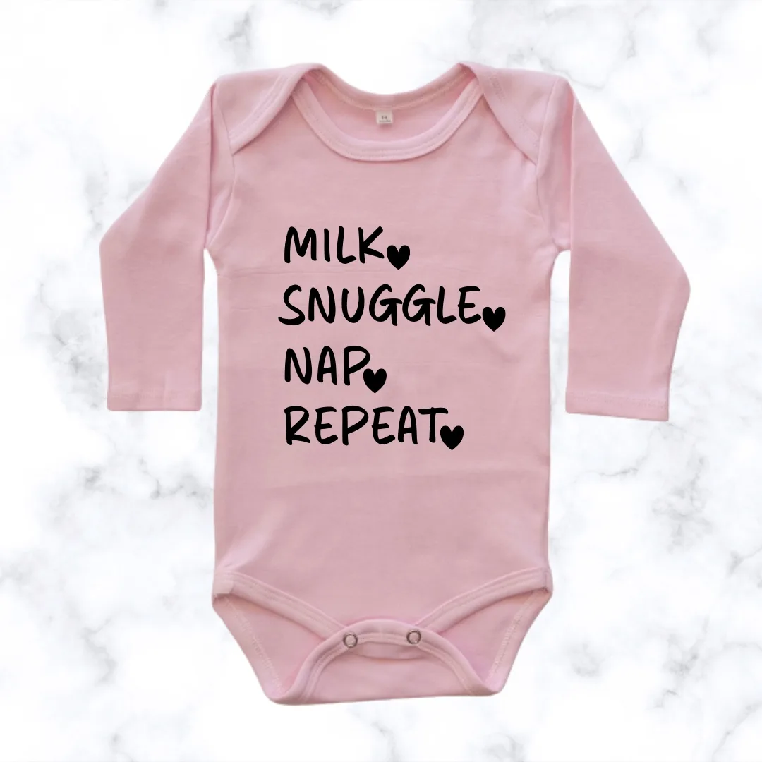 Tiny Routine Baby Onesie - pink long sleeve