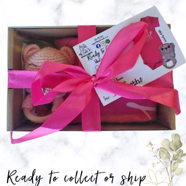Hello World - cerise printed onesie gift set