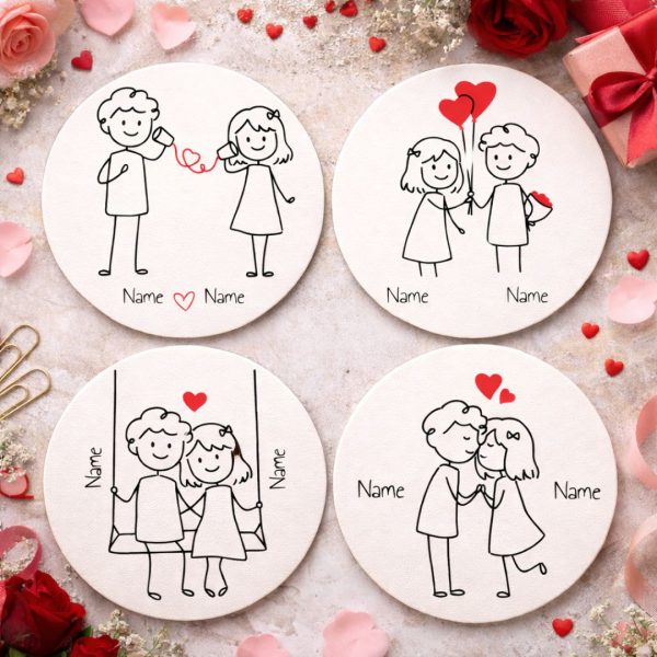 Cute Couple Coaster Set