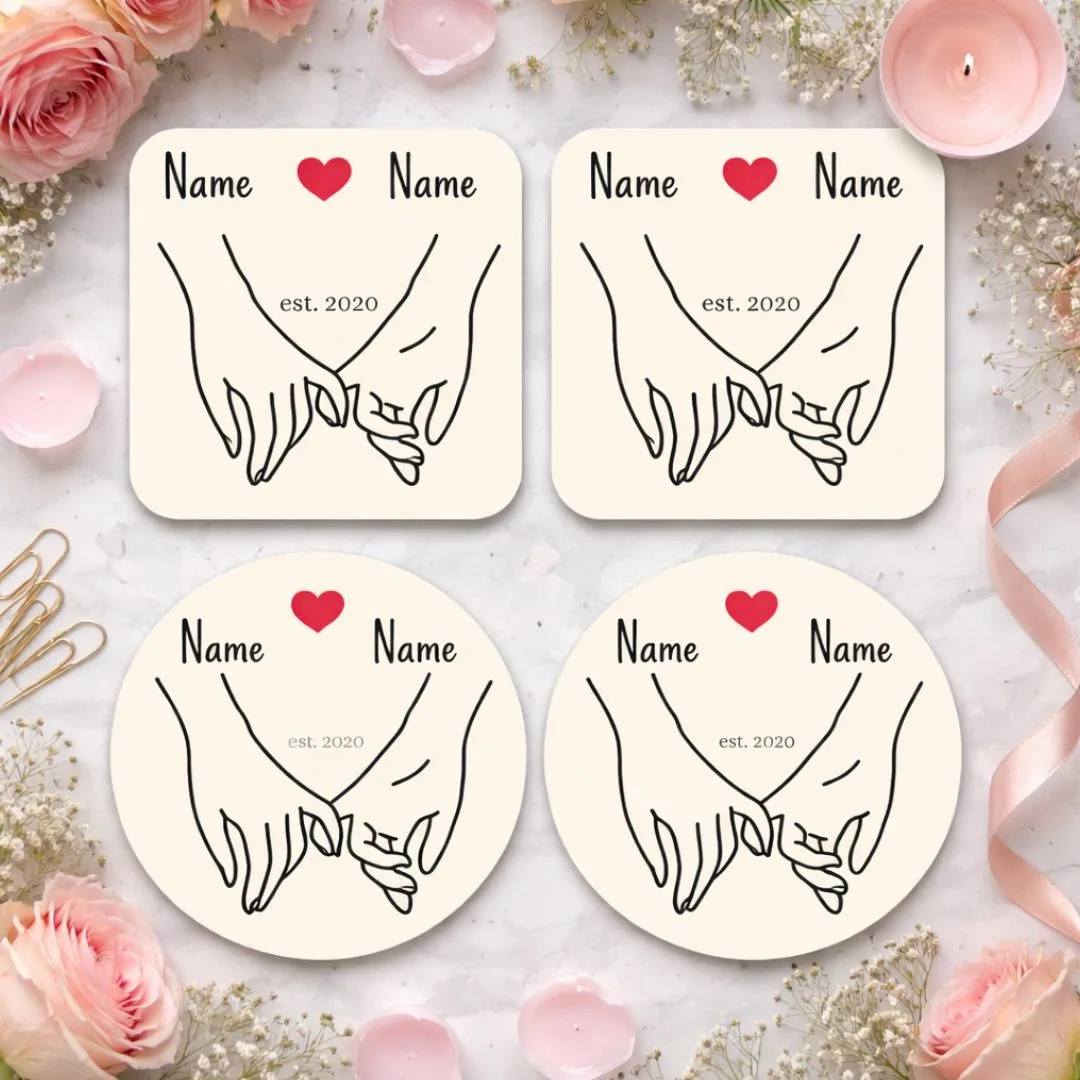 Name And Year Line Art Coasters