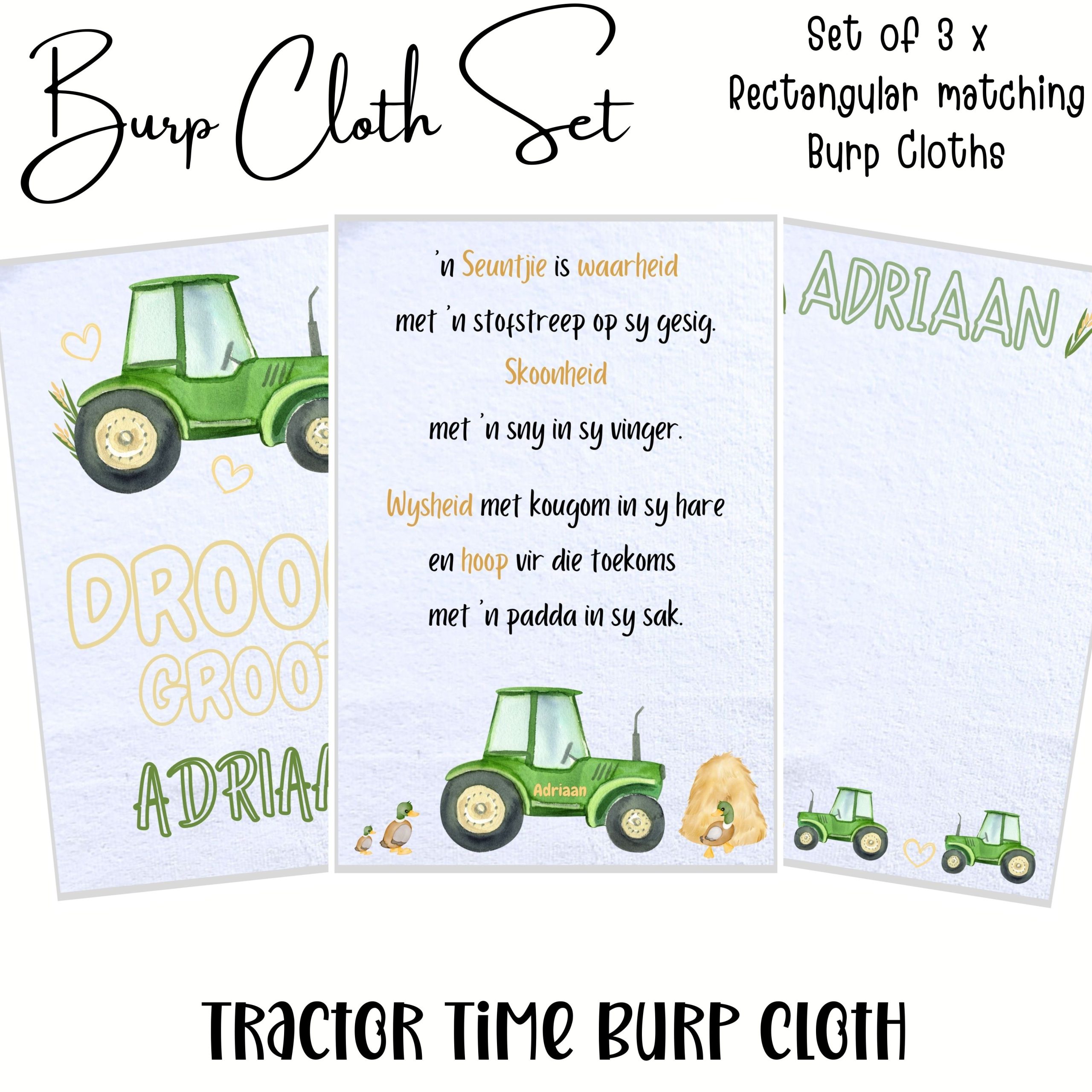 Tractor Time Burp Cloth Set