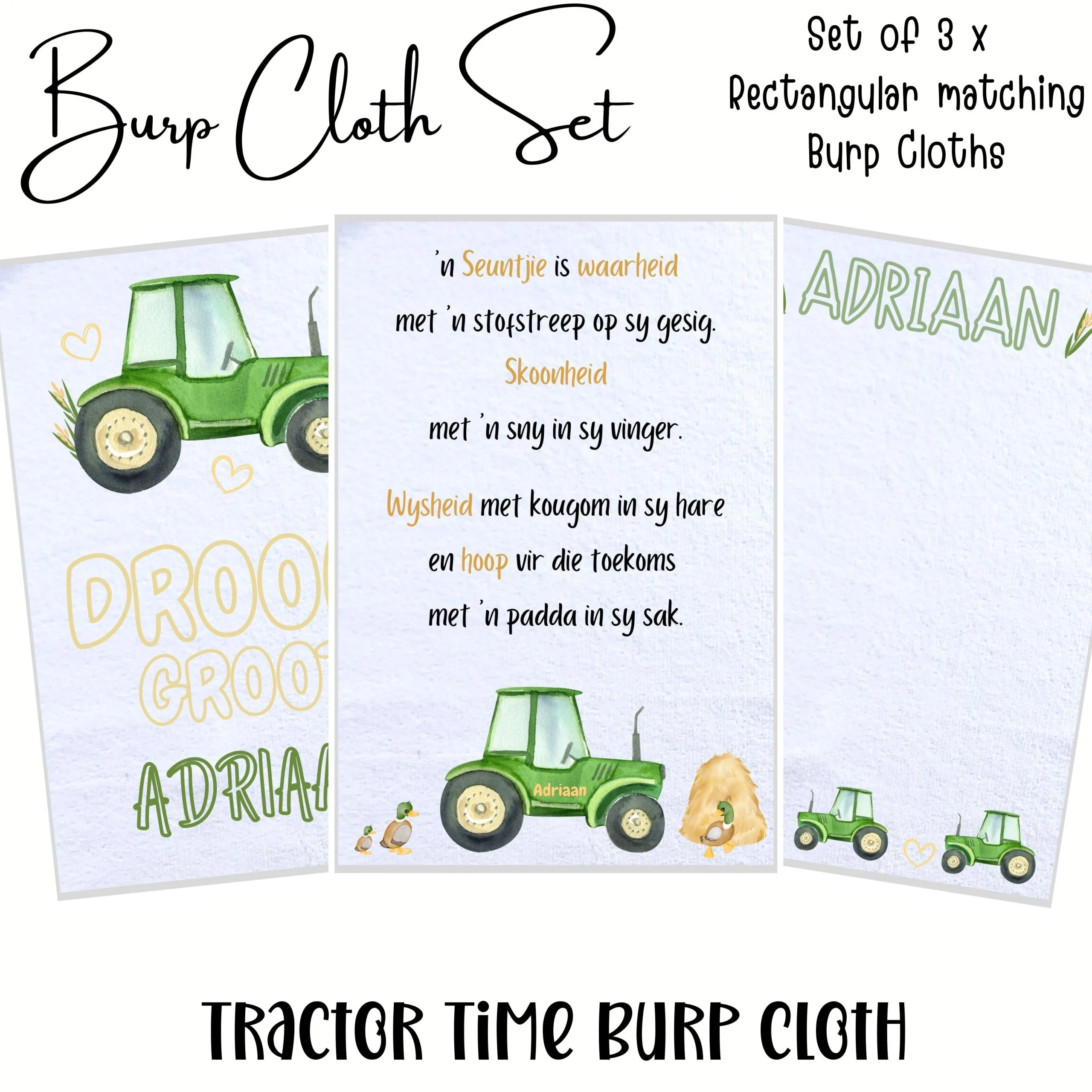 Tractor Time Burp Cloth Set