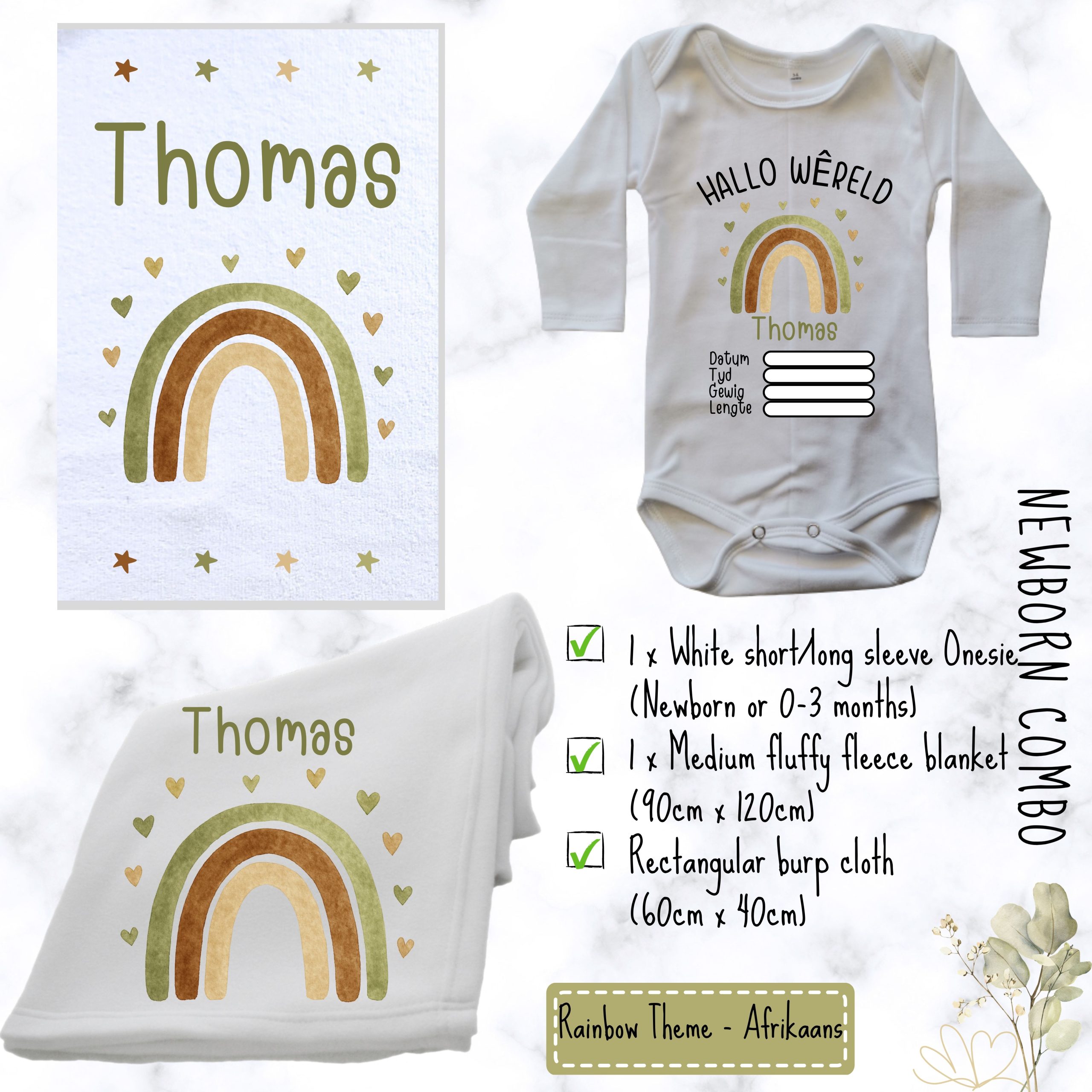 Rainbow Dreams Baby Combo | Custom Printed Baby Combo