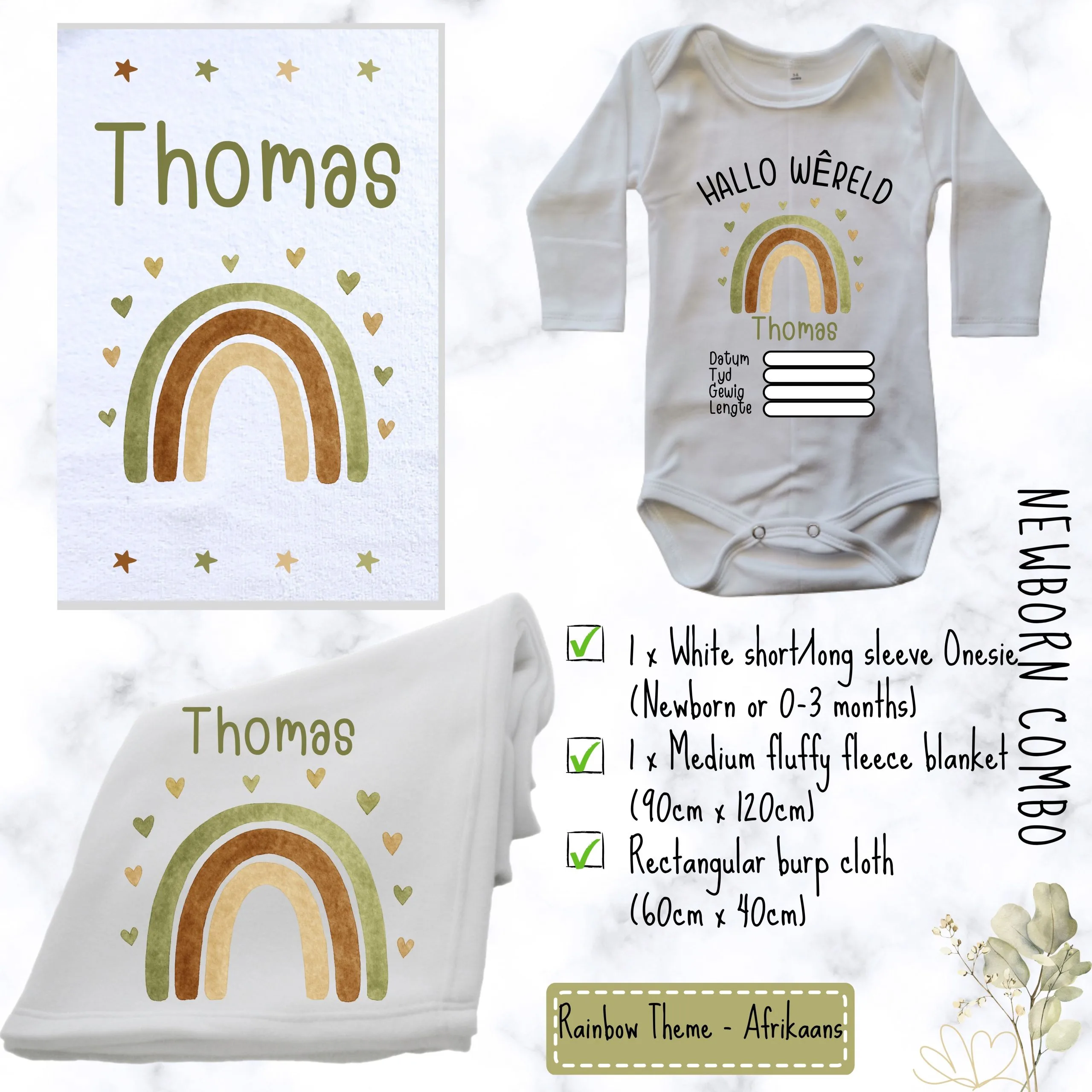 Rainbow Dreams Baby Combo | Custom Printed Baby Combo