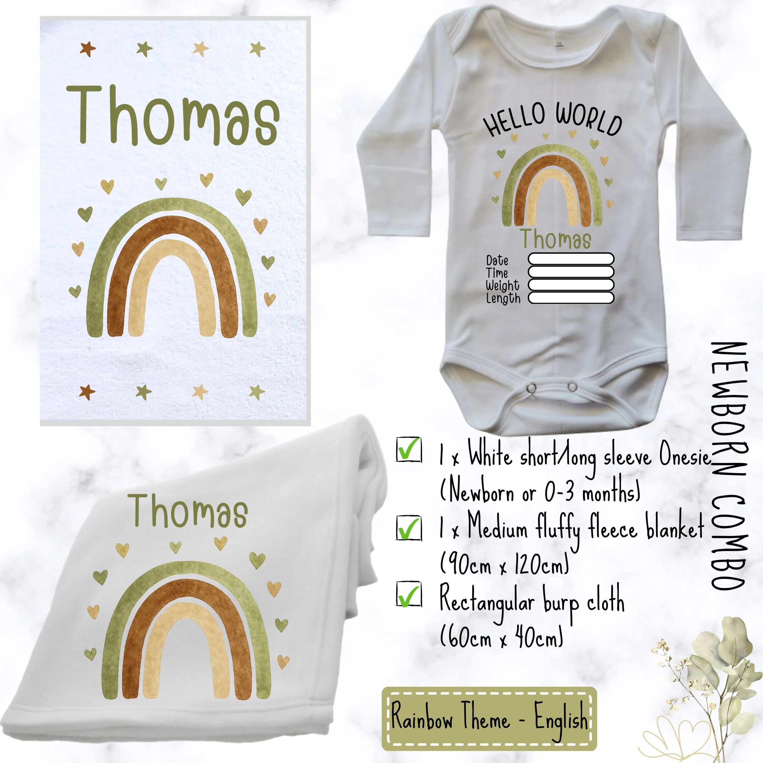 Rainbow Dreams Baby Combo | Custom Printed Baby Combo