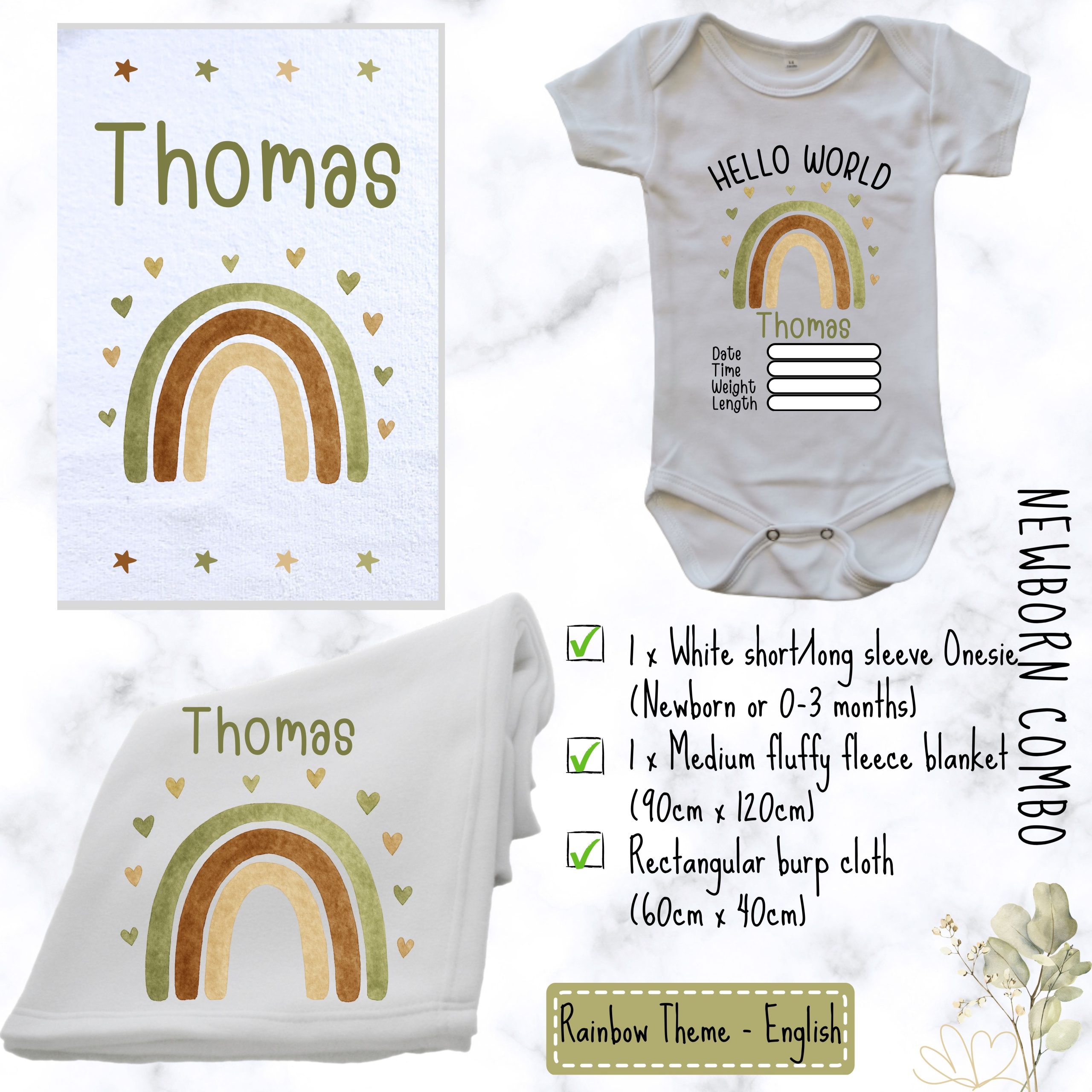 Rainbow Dreams Baby Combo | Custom Printed Baby Combo