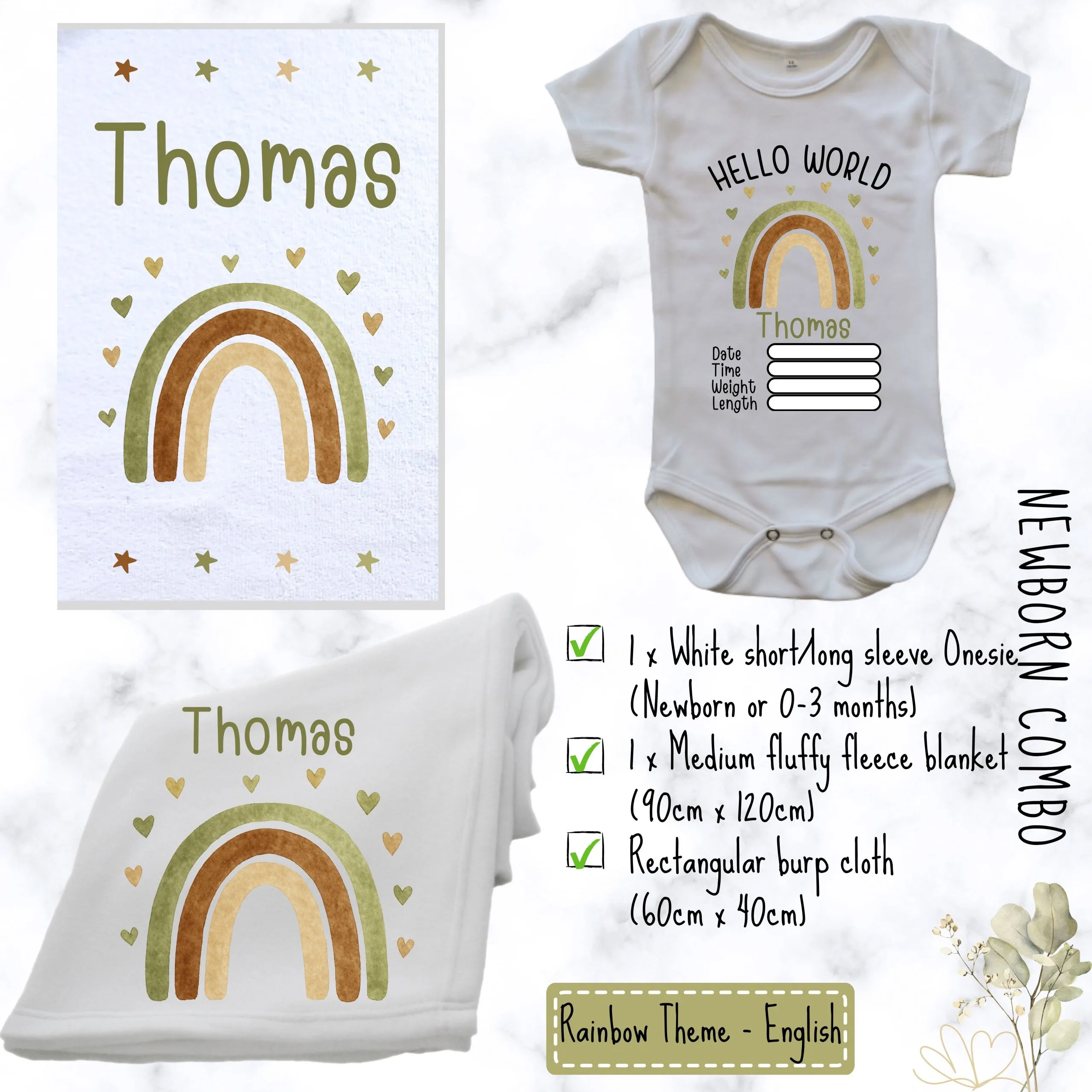 Rainbow Dreams Baby Combo | Custom Printed Baby Combo