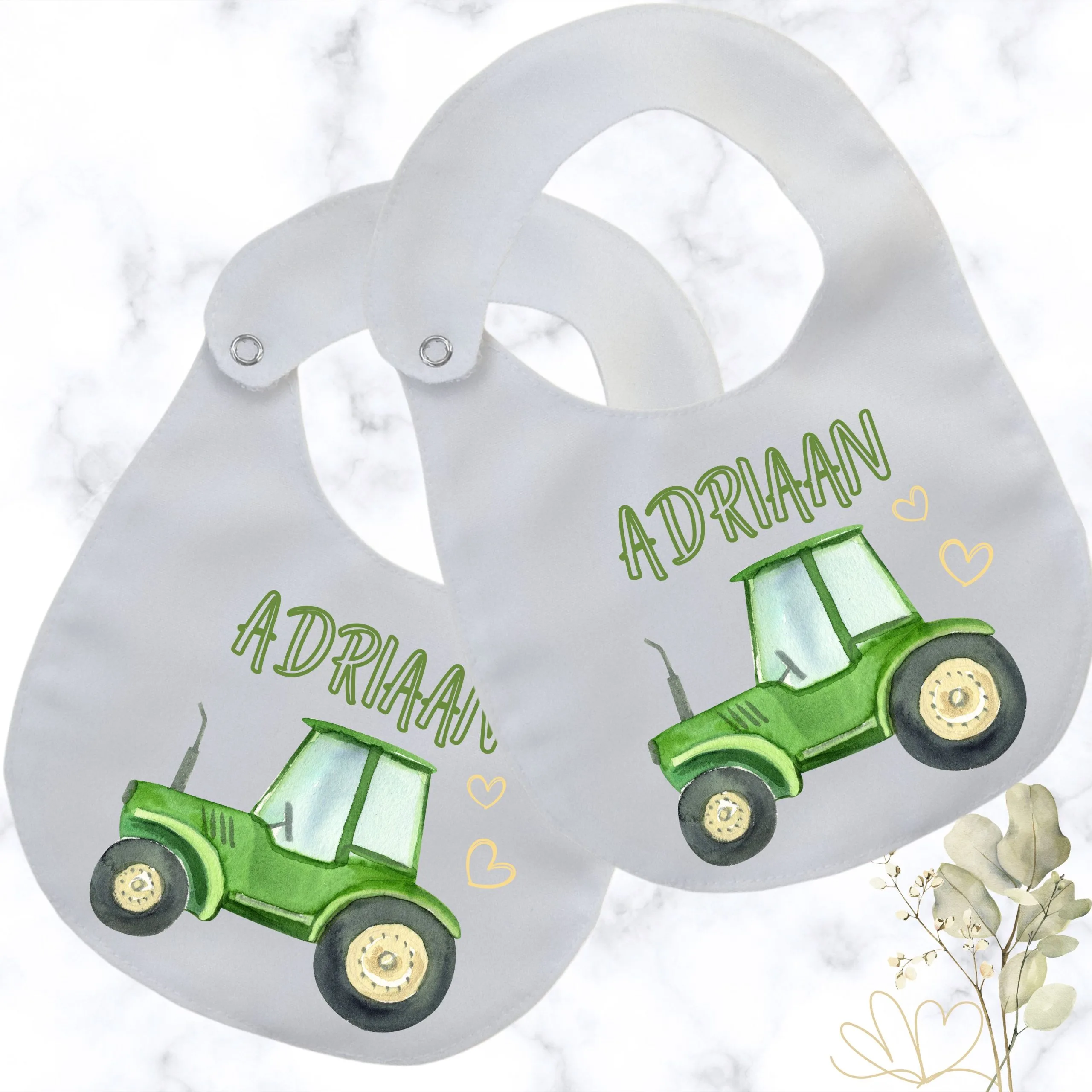 Tractor Time Round Baby Bib