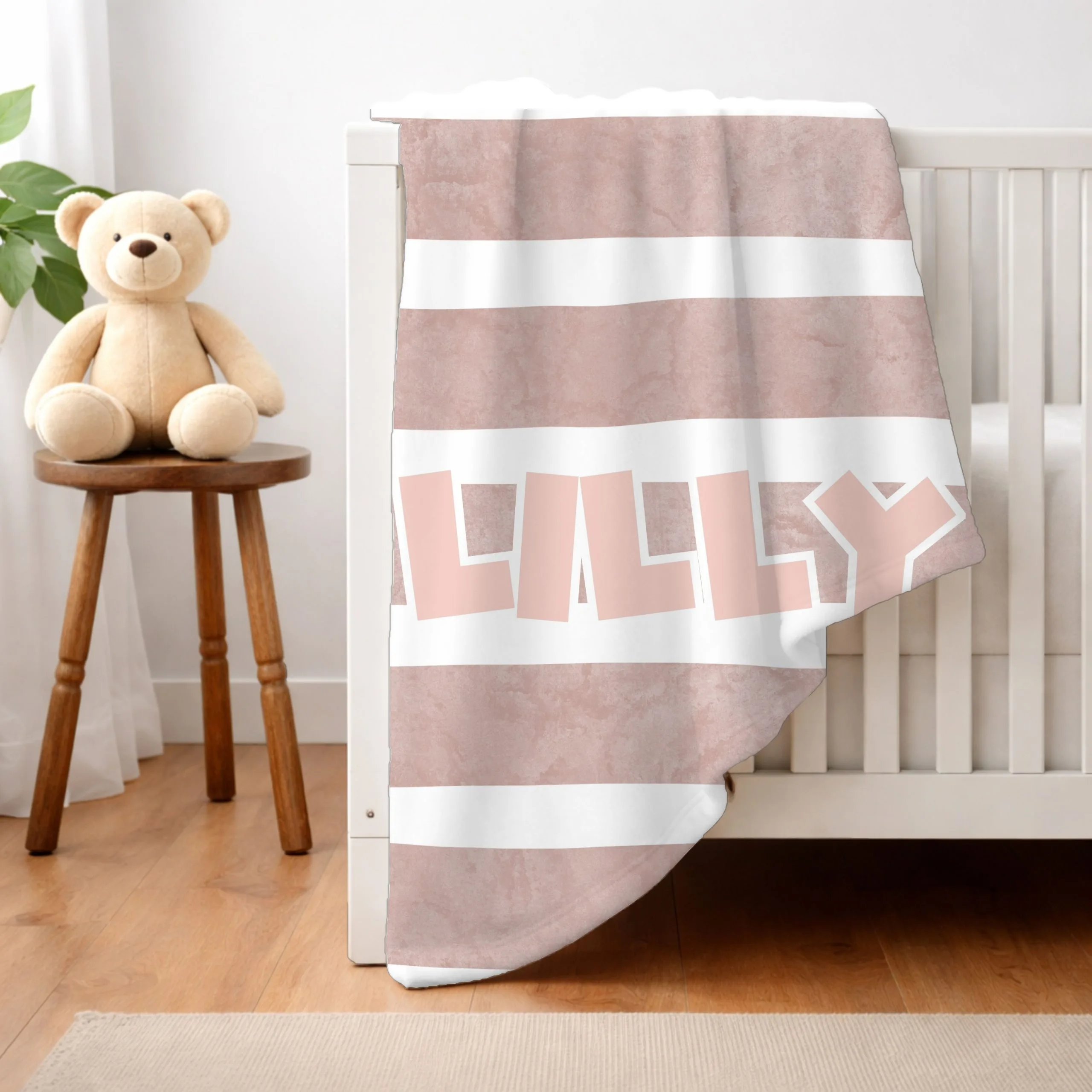 Name Full Print Fleece Blanket - pink