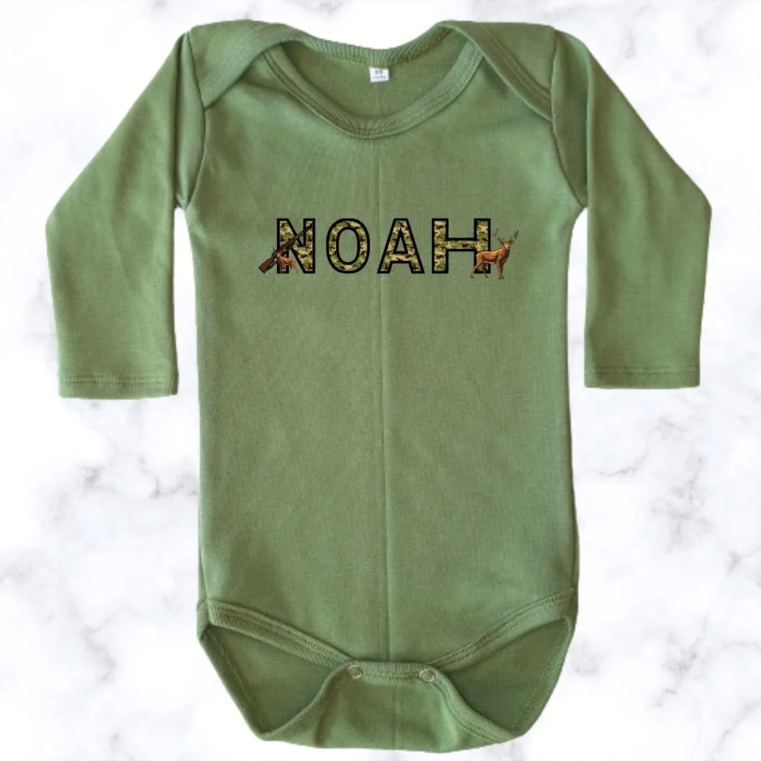 Camo Custom Baby Name | Printed Baby Onesie