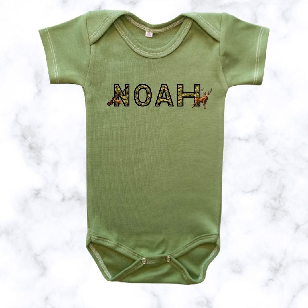 Camo Custom Baby Name | Printed Baby Onesie
