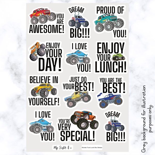 Monster Trucks Lunch Box Stickers