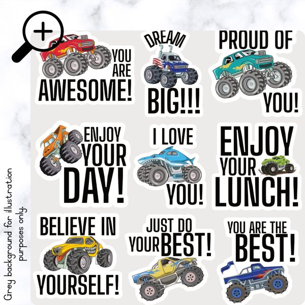 Monster Trucks Lunch Box Stickers