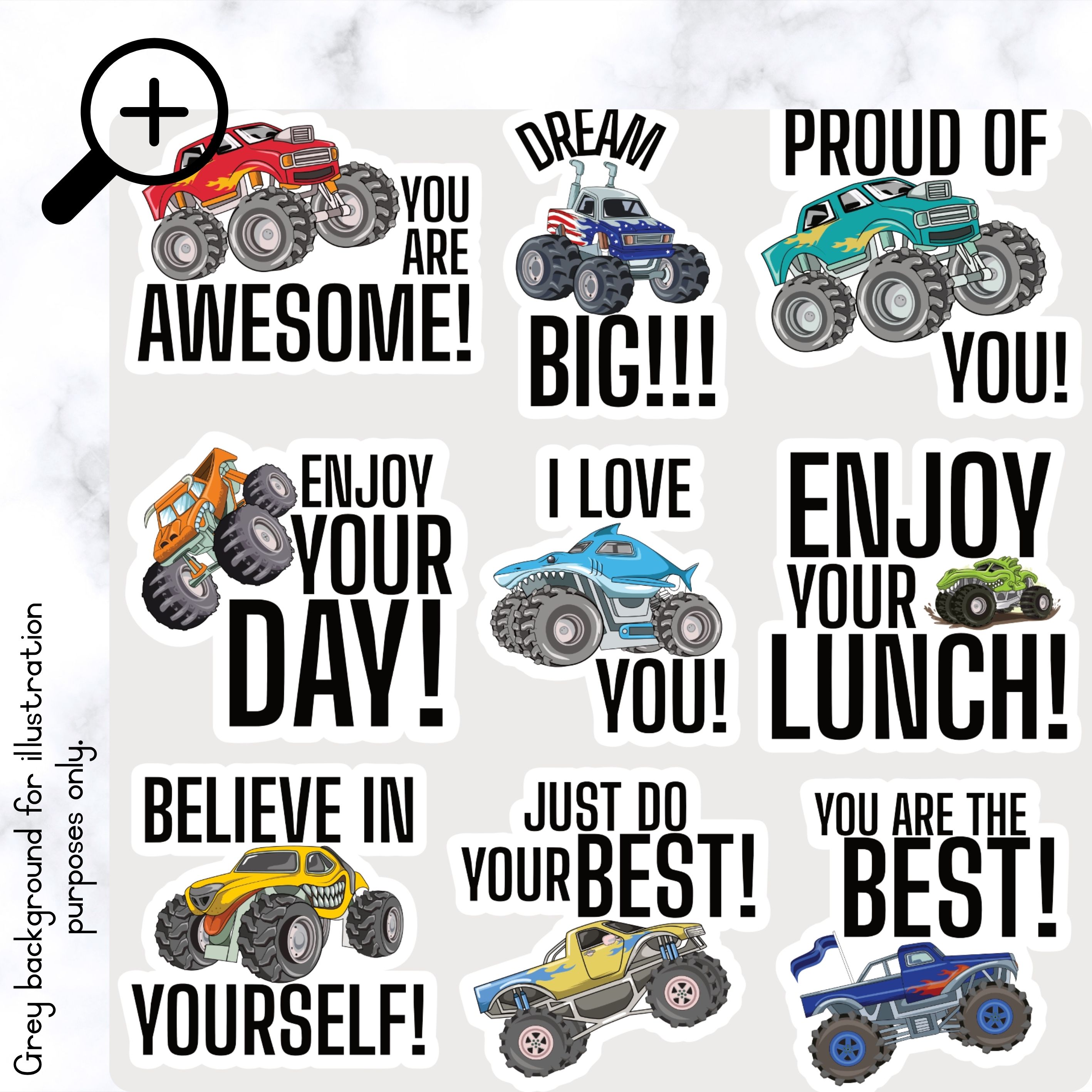 Monster Trucks Lunch Box Stickers