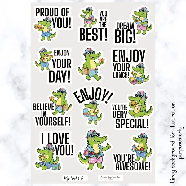 Summer Crocs Lunch Box Stickers