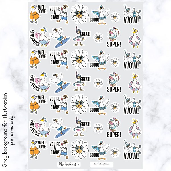 Summer Duck Stickers - A