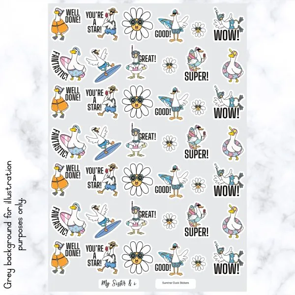 Summer Duck Stickers - A
