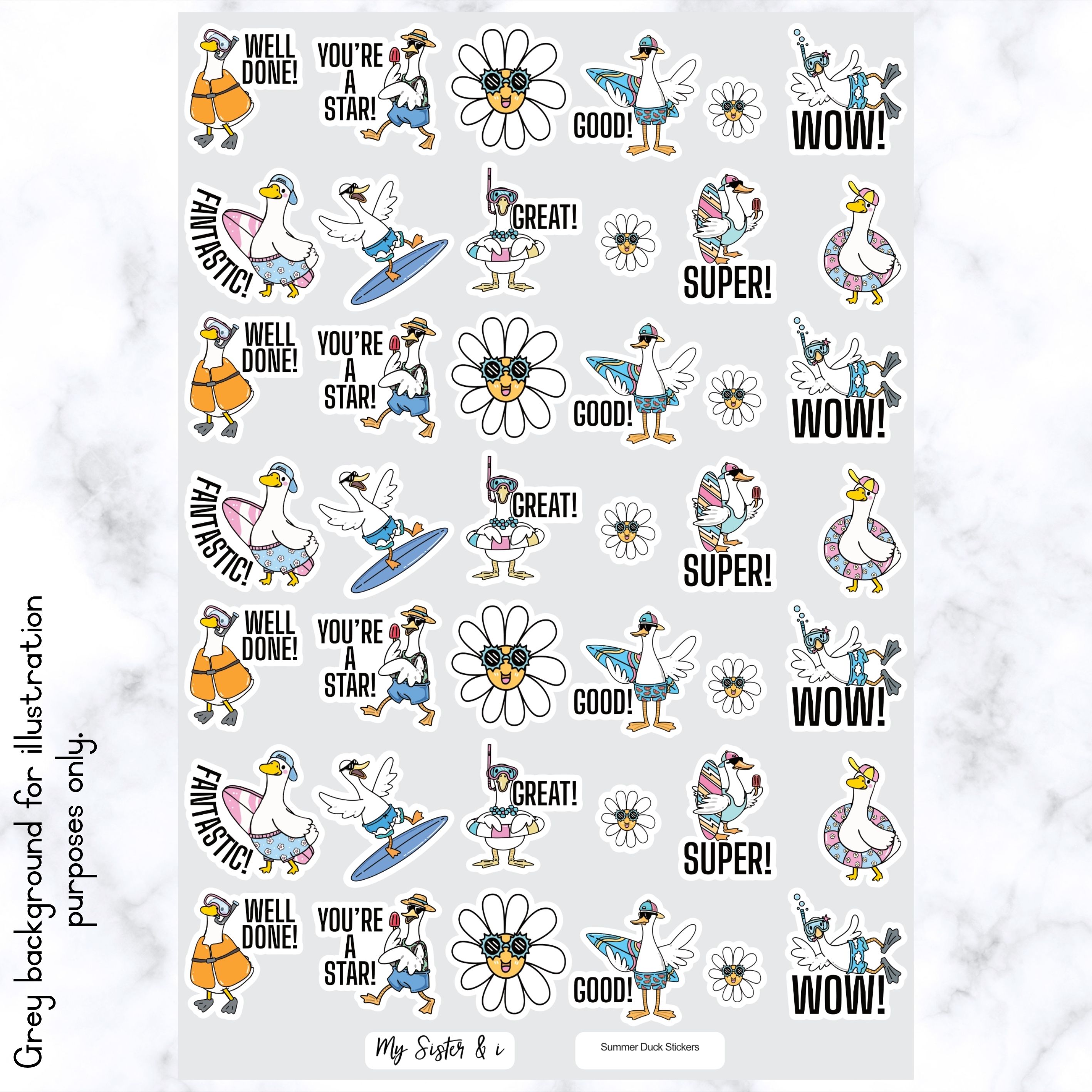 Summer Duck Stickers - A
