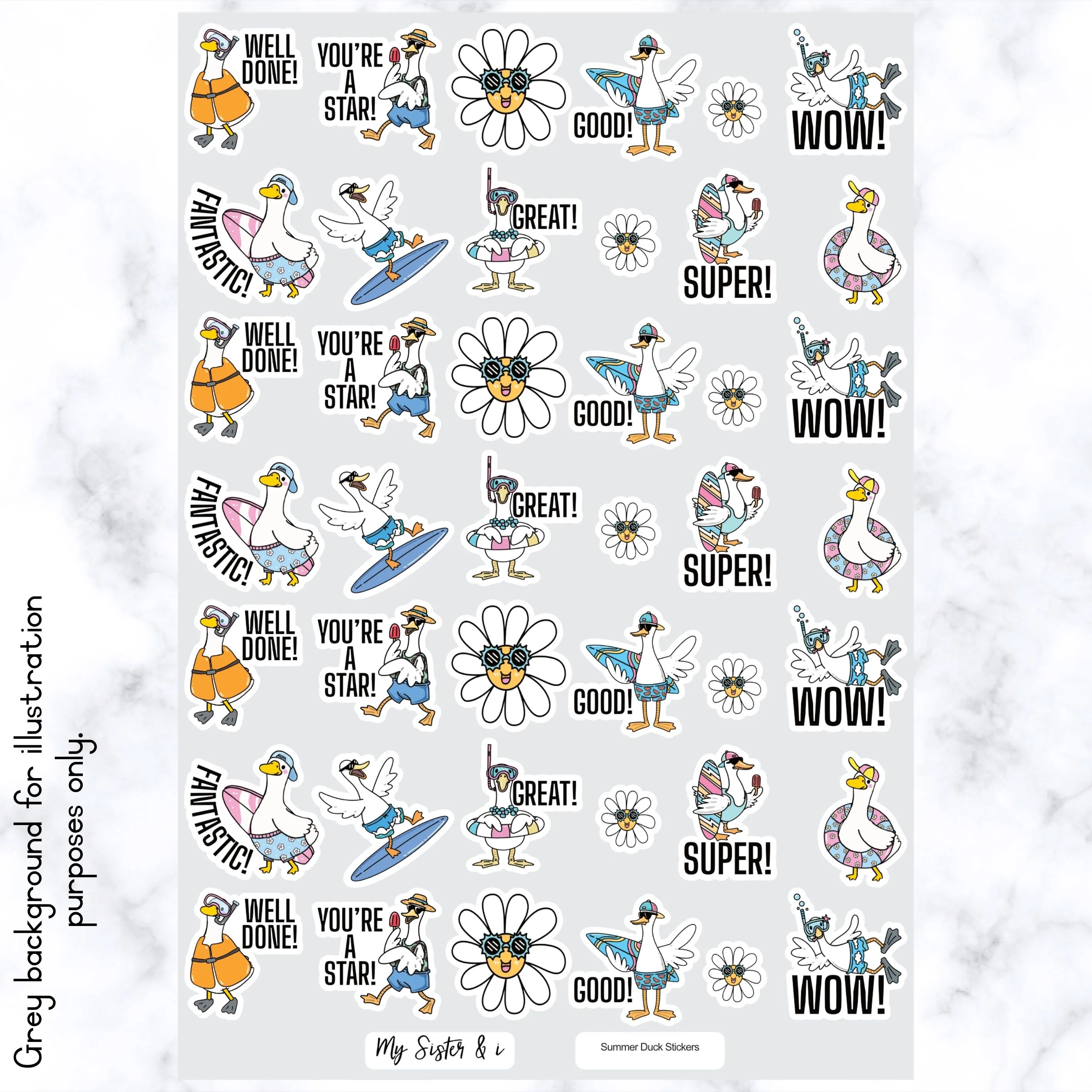 Summer Duck Stickers - A