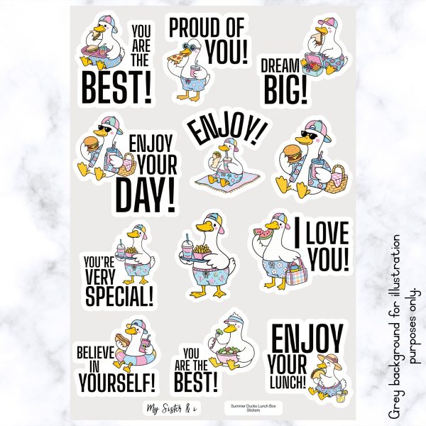 Summer Ducks Lunch Box Stickers