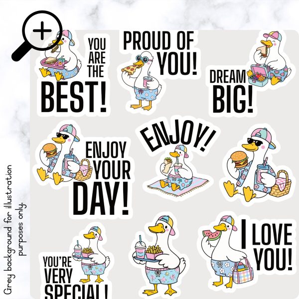 Summer Ducks Lunch Box Stickers