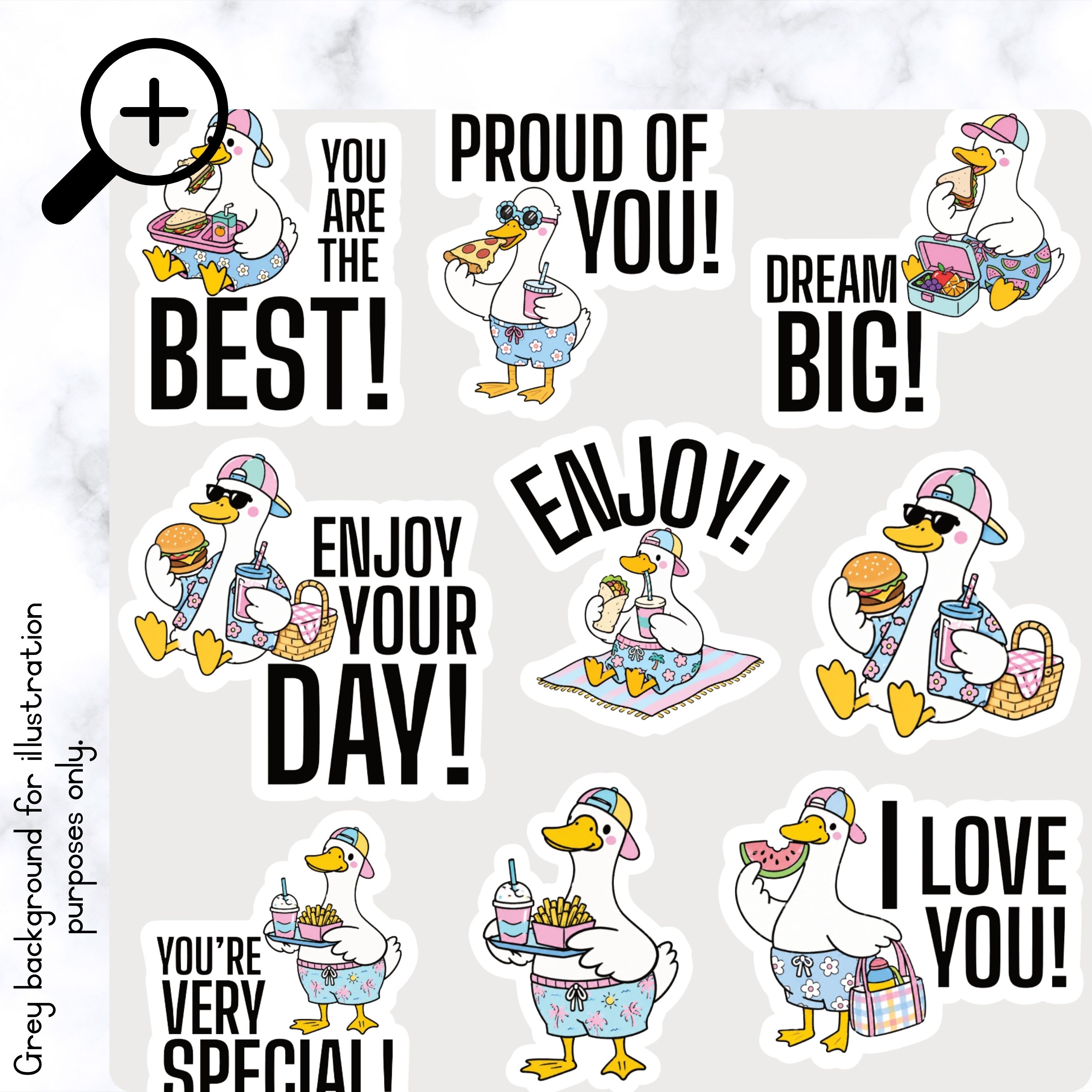 Summer Ducks Lunch Box Stickers