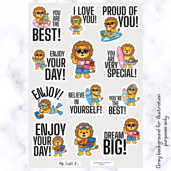Summer Lion Lunch Box Stickers