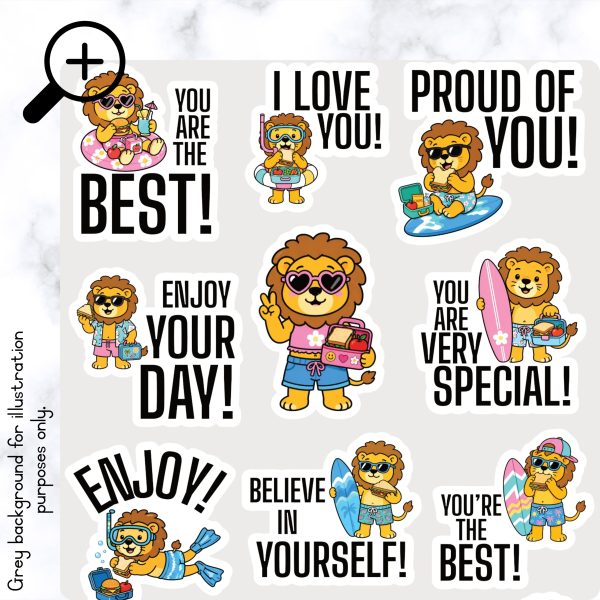 Summer Lion Lunch Box Stickers