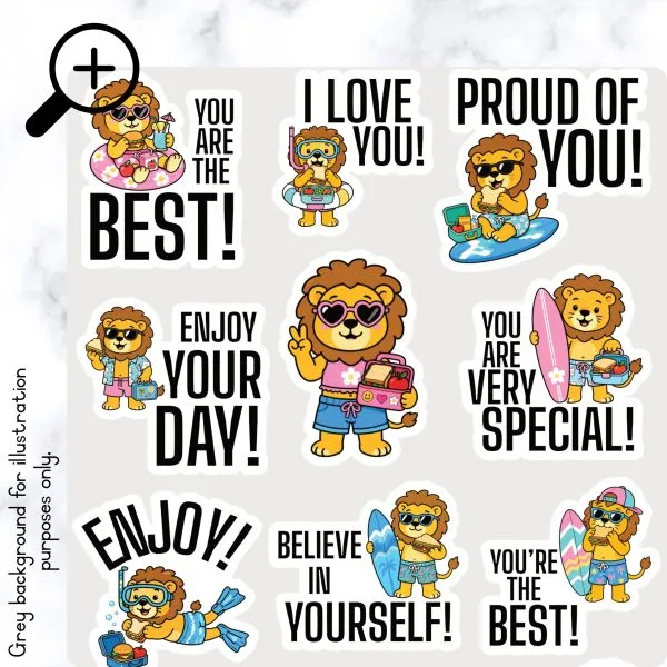 Summer Lion Lunch Box Stickers
