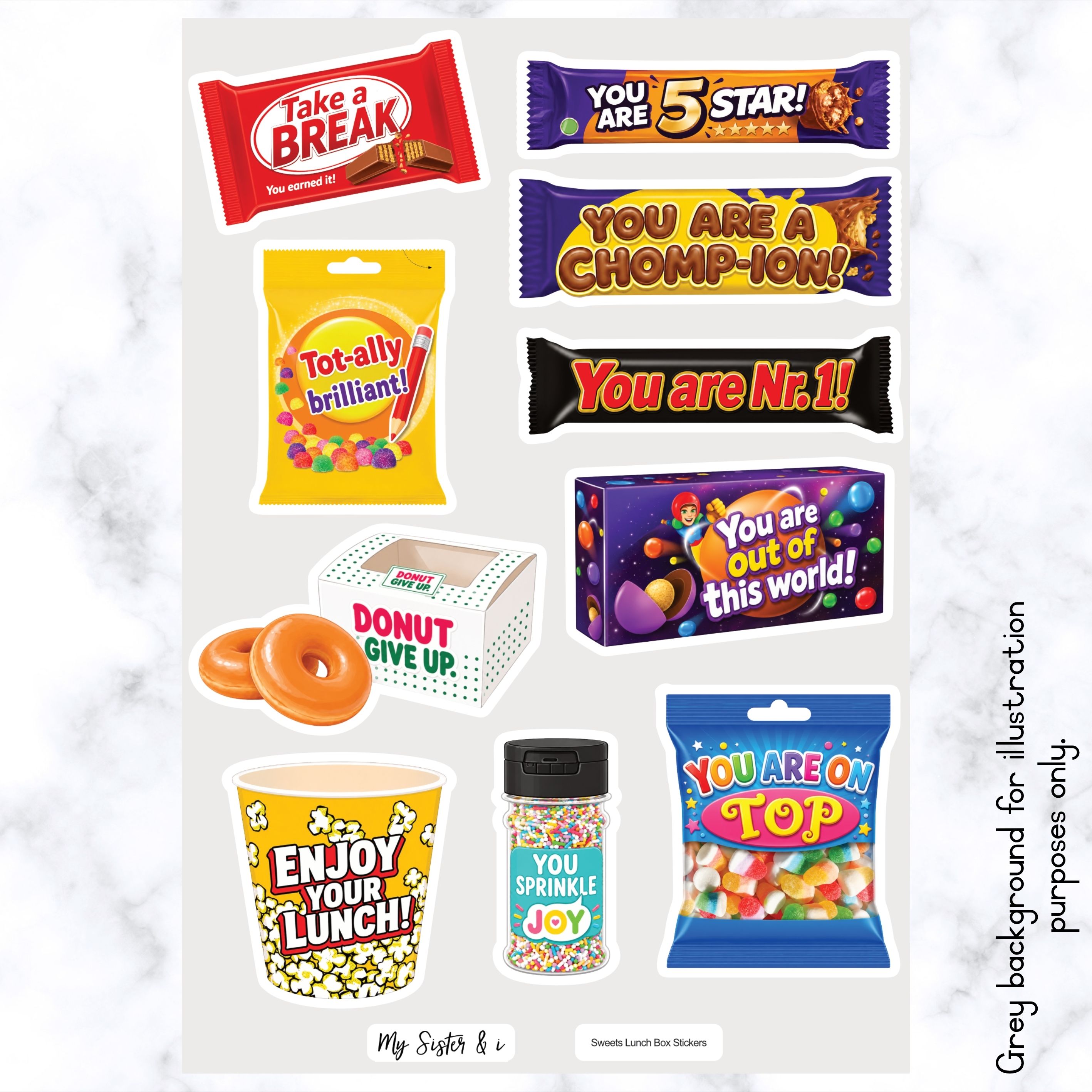 Sweets Lunch Box Stickers