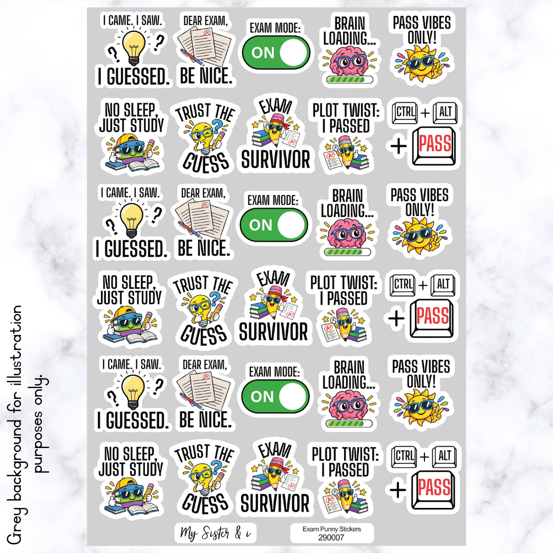 Exam Punny Stickers