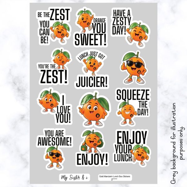 Gold Mandarin Lunch Box Stickers