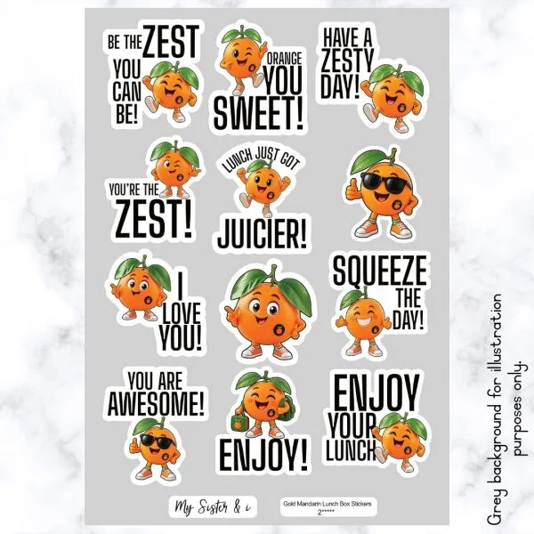 Gold Mandarin Lunch Box Stickers