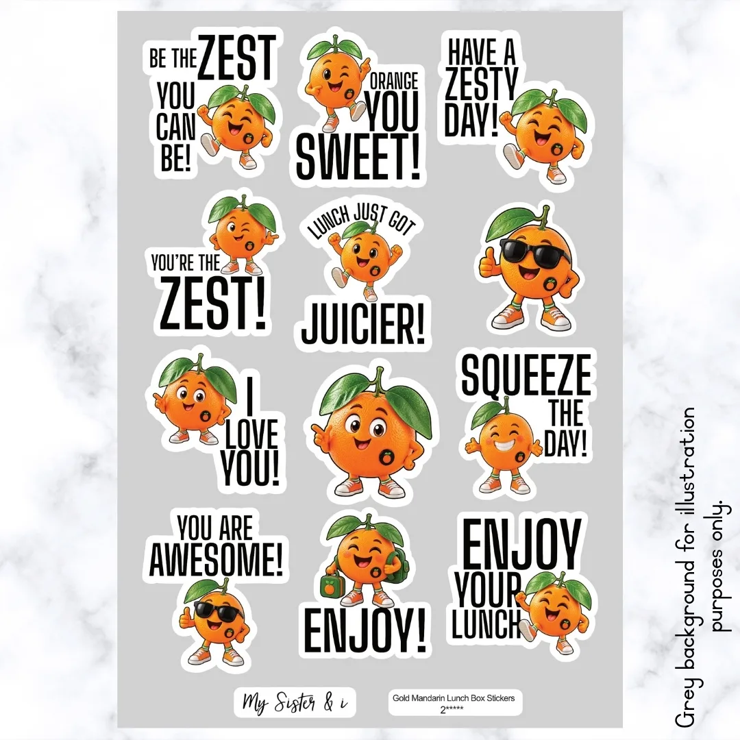 Gold Mandarin Lunch Box Stickers