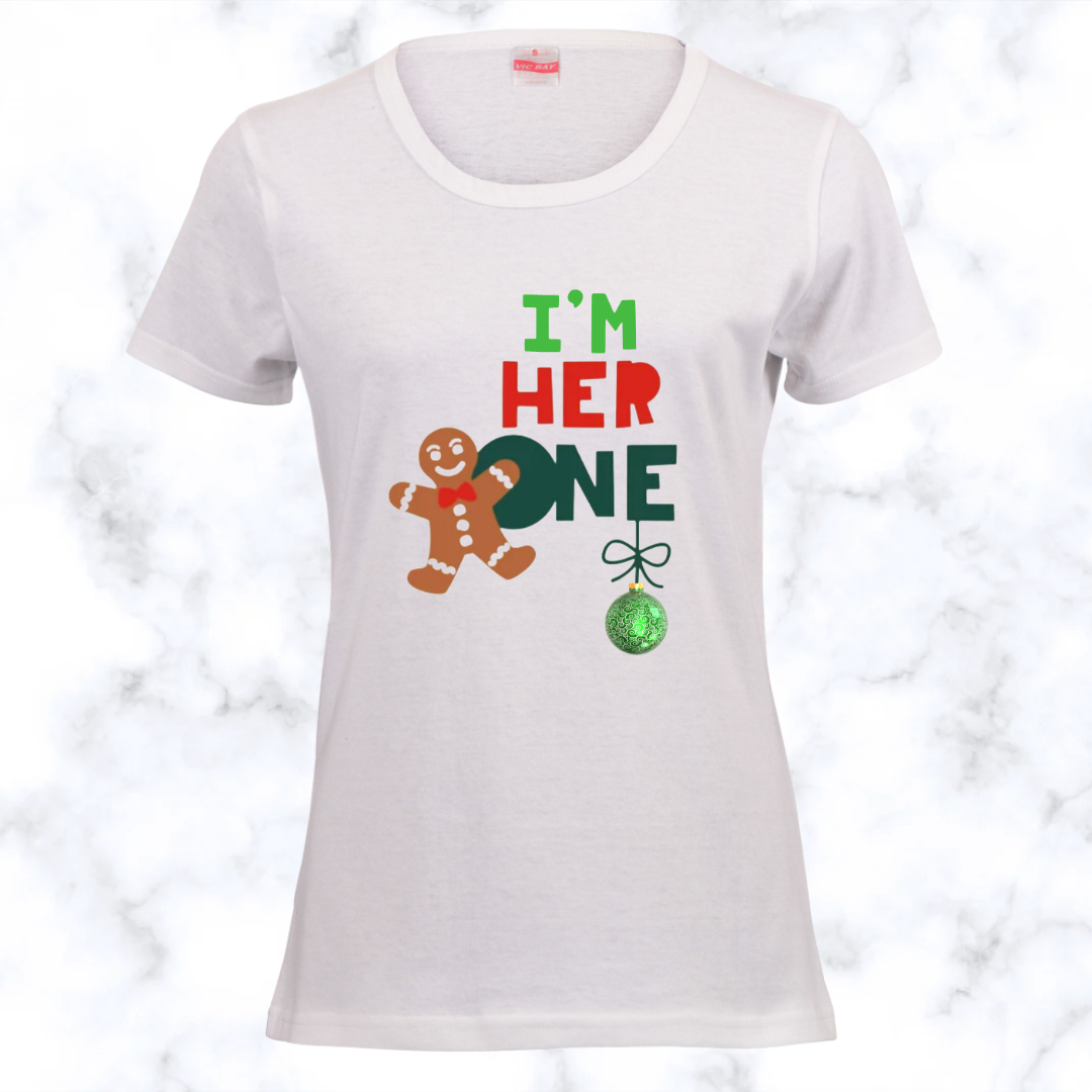 Christmas Couple Matching Adult T-Shirts: I'm her One